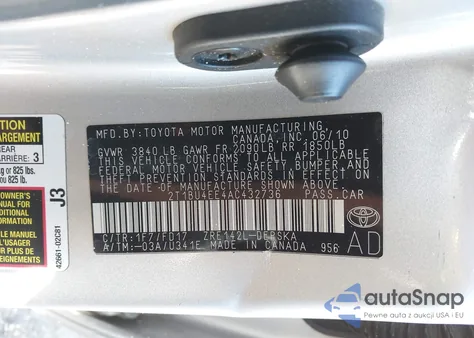 2010 Toyota Corolla S from USA, damaged, VIN 2T1BU4EE4AC432736